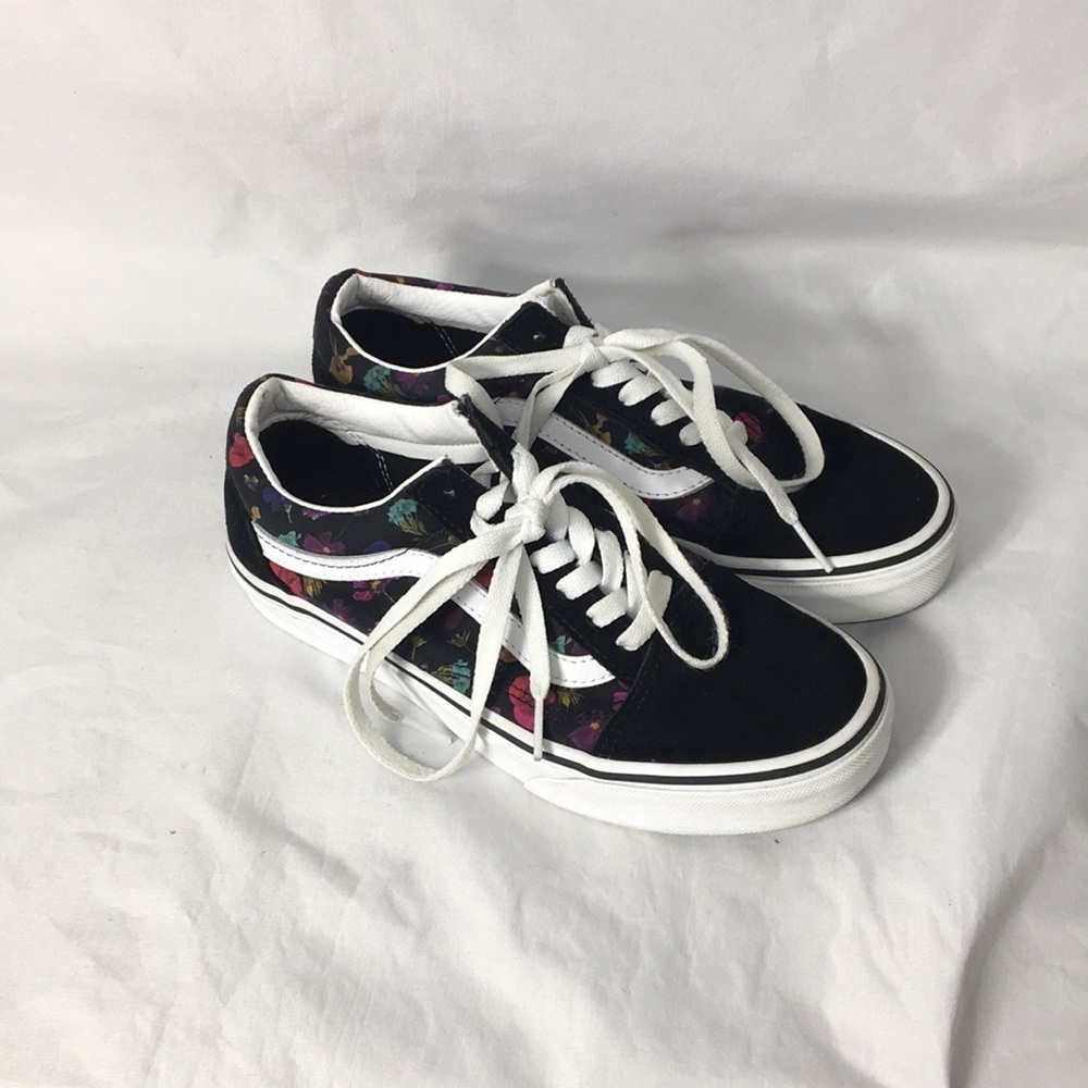 Vans Women’s Old Skool Black Floral Skate Sneakers Size 5.5 GREAT Condition - Picture 3 of 15
